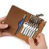 Bolsa de Chave de Porta de Casa em Couro Crazy Horse Retrô Camada Superior Couro Bovino Bolsa de Chave de Carro Couro Genuíno Botão de Pendurar para Chaves Masculina e Feminina