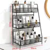 Caja de almacenamiento de cosméticos de gran capacidad, expositor de escritorio para lápices labiales de estudiante, estante de almacenamiento transparente multicapa para tocador