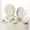 Vajilla de porcelana de hueso, tazones y platos, aptos para microondas, adecuados para el uso doméstico de jóvenes, platos de cena de lujo ligero, alto valor estético, cerámica blanca pura, regalo de alta gama