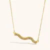 Collar Colgante de Ola Estilo Europeo y Americano de Moda, Acero Inoxidable Chapado en Oro de 18 Quilates, Colgante Moderno y Único para Mujeres