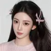 Grampo de cabelo estilo balé francês laço fita rosa feminino estilo coreano grampo de cabelo doce franja clipe lateral cabelo acessórios para cabeça