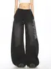 Calça Larga Estampada com Letras Desgastadas Feminina Calça de Moletom Esportiva Outono Estilo Garota Americana Picante Solta Caimento Fluido Casual Preguiçoso