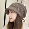 Gorro de Tricô para Mulheres, Cor Sólida Outono e Inverno, Gorro Slouchy, Novo Gorro Quente Pulôver, Gorro de Lã Branco para Proteger as Orelhas ao Ar Livre