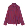 Camisa de Rayas con Cuello Alto de Pie, Doble Botonadura y Lazo para Mujer, Nueva Colección Primavera 2026, Transfronteriza AliExpress 5929217