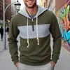 Tamanho Europeu Amazon Primavera e Outono Novo Moletom Xadrez Color-Blocked Masculino com Capuz Manga Longa Blusa Esportiva Casual