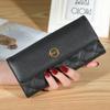 Billetera Larga Plegable de PU para Mujer 2021 Bolso de Mano Coreano Hebilla Bordada con Diamantes Billetera Multitarjetas