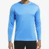 Camiseta Deportiva de Manga Larga para Hombre de Color Sólido, Transpirable, que Absorbe la Humedad, Piqué, Cuello Redondo, Secado Rápido, Transfronteriza de Amazon