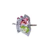 Joia de Pedra Preciosa Colorida Prata 925 Inlaid Estilo Borboleta Gota d'Água Anel de Turmalina Natural Anel Ajustável para Dedo Indicador