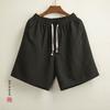 Pantalones Rectos de Algodón y Lino de Estilo Chino Fino de Verano para Hombre, Pantalones Grandes Transpirables y Cómodos, Pantalones Cortos Casuales de Estilo Chino