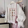 Sudadera sin capucha blanca y gris estampada para mujer, nuevo estilo principios de otoño 2026, corte holgado, talla grande, para mujeres petites y con curvas