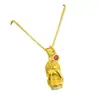Pingente de Buda Fofo, Ouro de Areia Estilo Antigo, Não Olhe nem Ouça a menos que Convidado, Dois Estilos, Cobre com Banho de Ouro, Corrente de Corda Preta Opcional, Novo Estilo Chinês