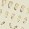 Armadura para Uñas Dorada Maillard Corta Francesa Blanca Manicura Francesa Lujo Ligero Gama Alta Uñas Postizas 24 Piezas
