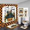 Cortina de Ducha Fantasma de Halloween Felpudo Juego de Cuatro Piezas Serie 5 Baño Separación Seco y Húmedo Cortina de Ducha Cortina de Ducha Impermeable