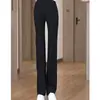 Calça pantalona feminina nova sob medida para primavera-verão com efeito drapeado, emagrecedora e rejuvenescedora, cintura alta, cintura elástica, adequada para baixinhas