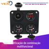 Painel de Combinação de Quatro Furos Modificado para Carro Iate + Carregador de Carro USB Duplo + Carregador de Carro USB Duplo + Voltímetro + Assento Elétrico