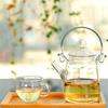 Tetera Mango de Acero Inoxidable Resorte Colgante Olla 350-500ml Capacidad Tetera de Cristal con Flores Fabricante Venta al por Mayor Creativo