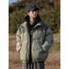 Chaqueta Abrigo de Algodón con Cuello Alto, Parches de Pana, Bloques de Color, Bordado, Transfronteriza, Americana, Marca de Tendencia para Parejas, Holgada, Cálida, Ropa de Algodón