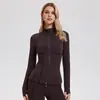 Conjunto de Ropa de Yoga Transpirable de Sensación Natural Transfronterizo Europeo y Americano con Cuello Alto y Cremallera, Chaqueta de Fitness, Conjunto Deportivo para Ciclismo y Running al Aire Libre