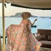 Vestido de Tirantes de Gasa Estampada, Suave y Hermoso, Inspirado en la Dopamina, para Mujer en el Complejo Turístico Costero de Sanya, Vestido Largo de Verano con Dobladillo Ancho