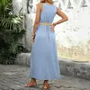 Vestido Casual de Férias Yiyi para Amazon com Cinto, Novo Estilo de Verão, Vestido Sem Mangas com Fenda Transfronteiriço Europeu e Americano