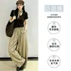 Pantalones de Trabajo Estilo Americano Otoño Pantalones Casuales Mujer 2026 Sueltos Diseño Simple Sentido Retro Tres Rayas Deportivos Pierna Ancha