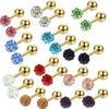 Moda europea y americana titanio acero brillante varilla dorada 3.4mm bien taladro bola pendiente hueso de la oreja clavo pendiente joyería para piercing