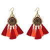 Pendientes de una pieza transfronterizos calientes, pendientes de borla de estilo étnico retro europeo y americano, pendientes de disco largos hechos a mano para mujer