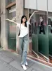 [Salida de fábrica] Camiseta de Color Sólido con Escote Amplio de Manga Corta para Mujer, Holgada, Casual, Adelgazante, Cuello en V, Camiseta Básica de Marca de Moda