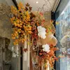 Cor de café de outono estilo retrô materiais florais materiais florais de casamento móveis macios atmosfera de outono adereços de casamento decorações flores artificiais