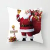 Fronha de Almofada para Casa Desenho Animado Papai Noel de Natal Estilo Pintado à Mão Boneco de Neve Fofo Veado Veado