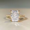 Explosiones Transfronterizas Anillo de Plata de Ley 925 Corte Flor de Hielo para Mujer Tamaño 8X10 Anillo de Piedra de Color Corte Raydion 4 quilates
