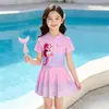 2026 Nuevo Estilo Moda para Niñas Dulce Estilo Princesa Conjunto de Traje de Baño Secado Rápido Traje de Baño Dopamina para Niñas