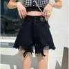 Moda Retro Casual Pantalones Cortos de Mezclilla para Mujer 2026 Verano Nuevos Cintura Alta Adelgazantes Letra Pierna Ancha Pantalones Calientes Tendencia Ins
