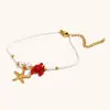 Pulsera Colorida de Estrella de Mar Transfronteriza Europea y Americana Acero Inoxidable Chapado en Oro de 18K Estilo Bohemio de Resort Pulsera Roja Creativa