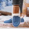Comercio exterior con estilo, versátil, temperamento, talla grande para mujer, moda, zapatos cortos de felpa de algodón, cálidos, transfronterizos, de fondo plano, punta redonda, sin cordones, para persona perezosa