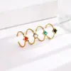 Anillo Popular Transfronterizo de Acero de Titanio Abierto de Circonia Colorida para Mujer, Anillo de Oro de 18 Quilates que No se Desvanece, Moderno y Versátil