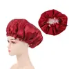 Gorro de Dormir de Satén de Doble Capa con Hebilla Ajustable, Gorro Redondo de Color Sólido, Gorro Turbante, Gorro para Quimioterapia, Gorro de Belleza y Peluquería, Gorro de Ducha, Gorro para el Cuidado del Cabello