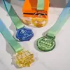 Placa de Cristal Placa Redonda de Metal Hecha a Medida para Carreras de Maratón, Baloncesto, Fútbol, Eventos Deportivos, Competiciones de Equipos Estudiantiles y Premios