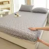 Lençol de baixo com elástico de algodão puro, tipo gaze plissada, qualidade para mães e bebês, capa de cama dupla camada em gaze com desenho, capa protetora antiderrapante para colchão Simmons 4