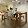 Mesa de Jantar Mobien, Mesa de Tronco, Bancada de Madeira Maciça, Mesa de Estudo para Casa, Conjunto de Mesa e Cadeira de Jantar em Madeira de Freixo Estudo