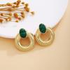 Pendientes de metal de alta gama, estilo vintage, de la Edad Media francesa, ligeros, de lujo, con anillo de color retro, elegantes.