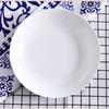Venta al por mayor de platos de cerámica blanca pura, vajilla de porcelana de hueso, plato hondo de 8 pulgadas, plato calefactor para hotel o hogar.