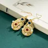Jinqi Estilo Chinês Moda Nacional Estilo Dinastia Tang Brincos Padrão Fita Esculpido Brincos Padrão Folha Flor Oca Acessórios Estilo Tang