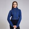 Otoño e Invierno Cuello Alto Cortavientos Cremallera Grueso Abrigo Ligero Cálido con Capucha Cárdigan Sudadera Casual Corto Ajustado Ropa de Yoga