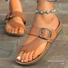Comercio Exterior Europeo y Americano Talla Grande Hebilla Fondo Plano Chanclas para Mujer Transfronterizas Hebilla Cinturón Ropa Exterior Sandalias de Playa Amazon
