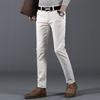 Pantalones casuales rectos de negocios para hombre nuevos de primavera, pantalones casuales elásticos de color caqui liso para hombre.
