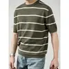 Camiseta de punto para hombre de manga corta con textura de rayas caladas, estilo old money, seda helada de alta gama, verano, venta al por mayor de fábrica transfronteriza