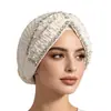 Nuevo Estilo Conveniente Bufanda de Gasa Pullover Pañuelo para la Cabeza Pañuelo para la Cabeza con Perlas Estilo Europeo y Americano Sombrero Color Sólido Ropa Interior para Mujer Gorro Pequeño