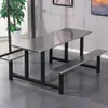 Mesa y Sillas de Comedor Escolares de Acero Inoxidable de Una Pieza para Cuatro, Seis y Ocho Personas Mesa y Sillas de Comedor para Cantina Mesa de Comedor para Empleados Predeterminado