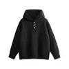 Suéter Masculino de Gola Alta para Inverno, Manga Longa Estilo Coreano Design Jovem com Botões Pulôver Casual Malha Básica Marca Tendência